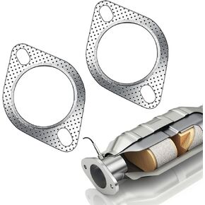 Sinytuto Pack-2 Car Exhaust Pipe Sealing Gasket Replacements, High Temperature Metal Vehicle Exhaust Pipe Clamp Flange Pad, Universal Automotive Silencer Joint Gasket Accessories (Silver #2.5In)