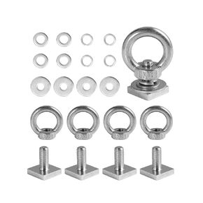 T Track Mount Tie Down Anchor for Roof Rack, M8-1.25 Heavy Duty Ring Shaped Eye Bolt, Stainless Steel T Bolt Eye Nut Tie Down Rings for Holding Bungee Cord, Ropes, Hooks