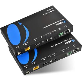OREI 4K HDMI Extender Balun - HDBaseT UltraHD 4K @ 60Hz 4:4:4 Over Single CAT5e/6/7 Cable with HDR, KVM, CEC, ARC & IR Support, RS-232 - Up to 330 Ft - Audio Out - Power Over Cable - Audio Out