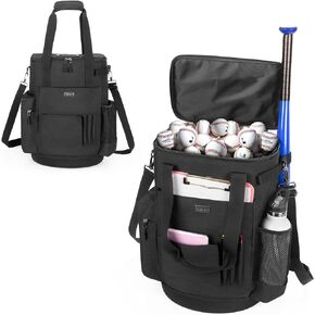 Baseball Ball Bucket Bag with Large Capacity, Baseball Coach Bag with Anti-Slip EVA Bottom, Softball Ball Bag with Large Space for Bat, Gloves, Scoreboards and Other Accessories