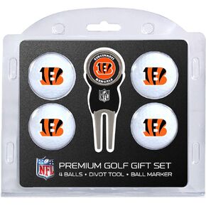 Team Golf NFL Regulation Size Golf Balls (4 Count) & Divot Tool with Removable Double-Sided Magnetic Marker