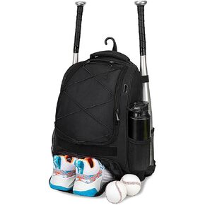 LARIPOP Youth Baseball Bag - Bat Backpack for Softball and T-ball Gear with Separate Shoe Compartment, Adult Softball Bag for Baseball Glove Helmet and Accessories with Large Compartment Fence Hooks