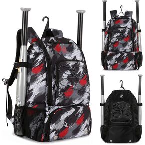 Sports Baseball&Softball Bat Bag For Youth｜Adults, Baseball Equipment Backpack Bag with Shoe Compartment,Fence Hook,Holds Bat, Helmet, Glove