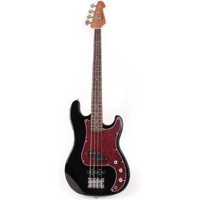 Full Size Standard Electric Bass Guitar Four 4 String Right Hand Handed Basswood Body Roasted Canadian Maple Neck Genuine Rosewood Fretboard Fingerboard with Gig Bag (Black)
