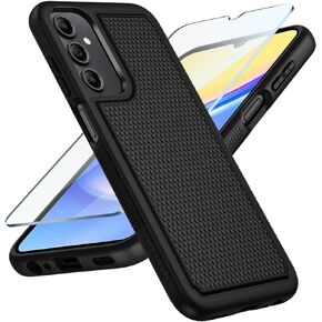 FNTCASE for Samsung Galaxy A16-5G Case: Dual Layer Protective Heavy Duty Cell Phone Cover with Non Slip Textured Back - Shockproof Rugged Military Grade Drop Protection Bumper Tough Black