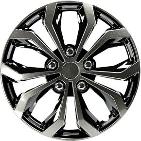 Pilot Automotive WH138-16GB 16 Inch Spyder Black & Gunmetal Grey Universal Hubcap Wheel Covers For Cars - Set Of 4 - Fits Most Cars