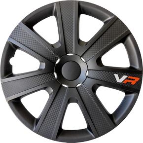 Alpena - VR Carbon Wheel Covers, Premium European-Made Rim Covers with 3-Step Retention System, Durable Hub Caps 15 Inch Set of 4, Fits Most Steel Wheels, Black