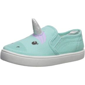 carter's Girls' Tween Casual Slip-on Skate Shoe, Turquoise, 12 M US Toddler