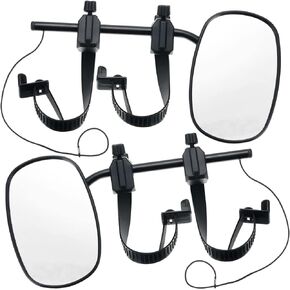 2 Pieces Towing Mirror Universal Black Clip on Bar Extension Mirror Kit Adjustable 360 Degree Rotation Side Mirror for Trailer RV Rearview Mirror Accessories