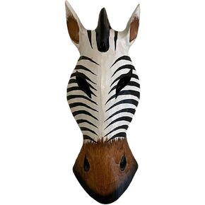 OMA African Mask Wall Hanging Zebra Giraffe Wall Mask Jungle Décor