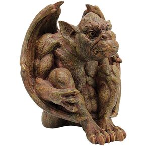 Design Toscano JE11209101 Balthazar's Watch Gargoyle Gothic Decor Statue, 10 Inch, Aged Stone