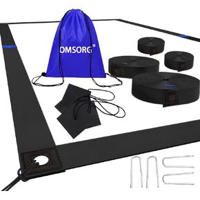 OMSORG 2 in 1 Beach Volleyball Lines, Heavy Duty Volleyball Boundary Lines with Reinforced Corners, Beach Volleyball Lines for Sand Backyard 2 inch, Official Size 26.3' X 52.6'