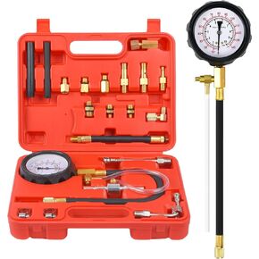 0-140PSI Fuel Injector Injection Pump Pressure Tester Gauge Kit Car Tools with Gauge Tester Kit Gas Oil Pressure Tools for Cars and Trucks， TU-114 Fuel Pressure Tester Kit