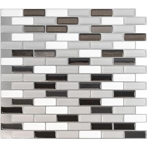 SMART TILES Peel and Stick Backsplash - 4 Sheets of 9.73" x 9.36" - 3D Adhesive Peel and Stick Tile Backsplash for Kitchen, Bathroom, Wall Tile