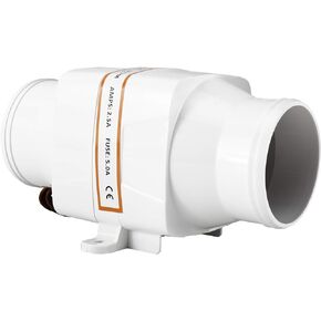 DasMarine DC12V in-Line Marine Blower 130 CFM Intake:3"(76mm) Marine Bilge Air Blower White
