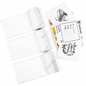Phomemo White Adhesive Thermal Sticker Paper 50mm, Compatible with Phomemo M02/M02S/M02 PRO/M04S/M04AS Mini Thermal Printer, Black Text, 3 Rolls, Suitable for Notes, List, Sticker