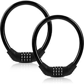 Fusiontec Bike Lock Cable, Bike Locks Heavy Duty Anti Theft, 2 Pcs Security 4 Digit Resettable Combination Bike Cable Lock, Portable Code Lock Cable for Bicycle, Black