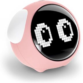 Kids Alarm Clock with Night Light, Wake up Mood Alarm Clock with Dual Alarm Setting, Adjustable Brightness Sleep Trainer for Girls,Boys Bedroom（Pink）