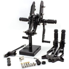 CNC Grom125 17-20 Motorcycle Adjustable Rearsets Foot Pegs Rear Set Footpeg Brake Shift Pedal Compatible with GROM 125 MSX125 2017 2018 2019 2020 Black