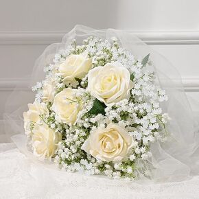 Dolicer 10 Pcs Babys Breath Artificial Flowers, Blue Long Stem Baby Breath Flowers Artificial Bulk, Real Touch Fake Babys Breath Gypsophila for Wedding Bridal Bouquet Party Arrangements Home Decor