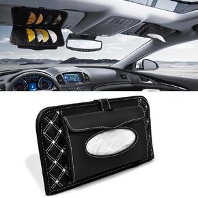 Car CD Holder Storage Case, Large Capacity DVD Vehicle Visor Organizer with 12 Storage Sleeves and 1 Napkin Pocket, Black CD Visor Case for Car Truck SUV in Kuwait