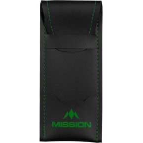 DESIGNA Mission Sport 8 Darts Case, Slim Compact, Black Bar Wallet with Color Trim, Green