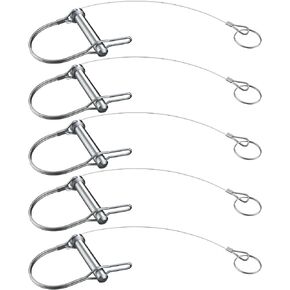 Trailer Coupler Pin, 5/16-Inch Diameter x 1-3/4-Inch Long Prevents Loss, Plastic Coating Tether, Length 11-1/2" with Steel Quick Release Ring 10Pcs