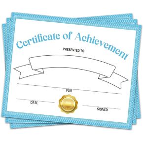 25 Pcs Students Teachers Certificate of Awards, Blue Certificate of Achievement, Recognition Certificates for Graduation Ceremony, Examination Awards, Diploma, School Classroom Supplies -04