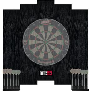 ONE80 Knock-down Dartboard Backboard for A Large Area of Wall Protection Free Combination for Various Set-up Options Wooden Backboard with Black Veins Mounting Kits and Instructions Included Dartboard