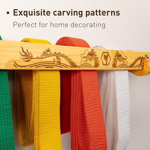 Tilhumt 12 Belts Karate Belt Display Rack with Movable Wooden Katana, Taekwondo Belt Display with 2 Medal Hooks, Martial Arts Belt Holder, Great Gift for Adults, Teenagers, Kids in Kuwait