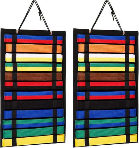 Vsenkes 2PC التايكوندو حزام عرض حزام حامل الكاراتيه لمدة 12 أحزمة الكاراتيه جيو جيتسو الفنون حزام عرض الرف الدفاع عن النفس الكاراتيه حزام عرض فنون الدفاع عن النفس التايكوندو والعتاد الكاراتيه الهدايا للفتيات الفتيان 8-12 in Kuwait