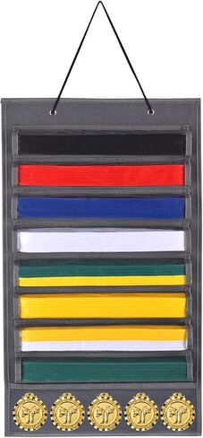 Martial Arts Belts Organizer Storage - Hanging Medal Display Rack Holder for 8 Belts, Martial Art/Karate Belt Display, Dust-Proof in Saudi Arabia