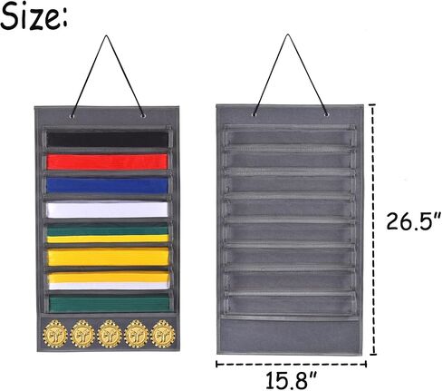 Martial Arts Belts Organizer Storage - Hanging Medal Display Rack Holder for 8 Belts, Martial Art/Karate Belt Display, Dust-Proof in Saudi Arabia