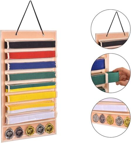 Martial Arts Belts Organizer Storage - Hanging Medal Display Rack Holder for 8 Belts, Martial Art/Karate Belt Display, Dust-Proof in Saudi Arabia