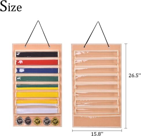 Martial Arts Belts Organizer Storage - Hanging Medal Display Rack Holder for 8 Belts, Martial Art/Karate Belt Display, Dust-Proof in Saudi Arabia