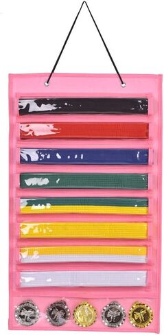 Martial Arts Belts Organizer Storage - Hanging Medal Display Rack Holder for 8 Belts, Martial Art/Karate Belt Display, Dust-Proof in Saudi Arabia