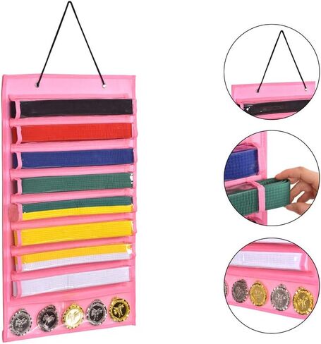 Martial Arts Belts Organizer Storage - Hanging Medal Display Rack Holder for 8 Belts, Martial Art/Karate Belt Display, Dust-Proof in Saudi Arabia