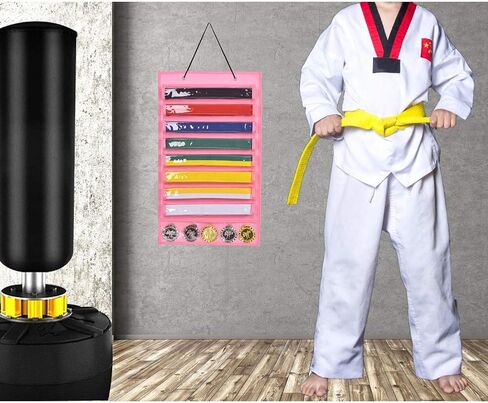 Martial Arts Belts Organizer Storage - Hanging Medal Display Rack Holder for 8 Belts, Martial Art/Karate Belt Display, Dust-Proof in Saudi Arabia