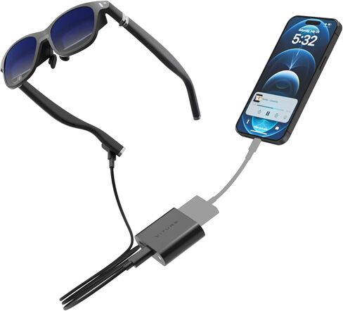 One XR/AR Glasses & HDMI Adapter for iPhone, Multiscreen Workstation, 360˚ VR Video Enabled, 2.8 Hours Battery, Play & Charge at The Same Time, XR Experience with Game Consoles (Jet Black) in Kuwait