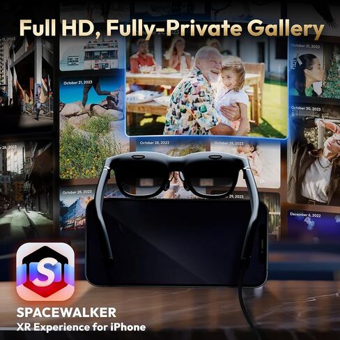 One XR/AR Glasses & HDMI Adapter for iPhone, Multiscreen Workstation, 360˚ VR Video Enabled, 2.8 Hours Battery, Play & Charge at The Same Time, XR Experience with Game Consoles (Jet Black) in Kuwait