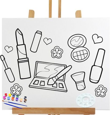 Essenburg Pre Drawn Canvas UNICORN Paint Kit | Adult & Teen Sip and Paint Party Favor | DIY Date Night Couple Activity 8X10 Canvas with paint kit (Makeup) in Kuwait