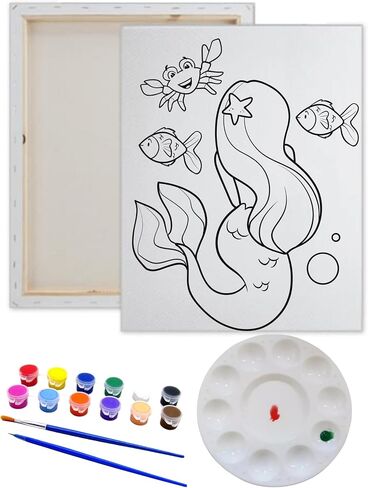 Essenburg Pre Drawn Canvas UNICORN Paint Kit | Adult & Teen Sip and Paint Party Favor | DIY Date Night Couple Activity 8X10 Canvas with paint kit (Makeup) in Kuwait