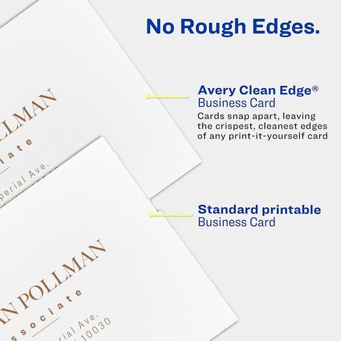 بطاقات عمل قابلة للطباعة من Avery Clean Edge مع تقنية Sure Feed، 2 بوصة × 3.5 بوصة، عاجية، 200 بطاقة فارغة لطابعات نفث الحبر (08876) in Saudi Arabia