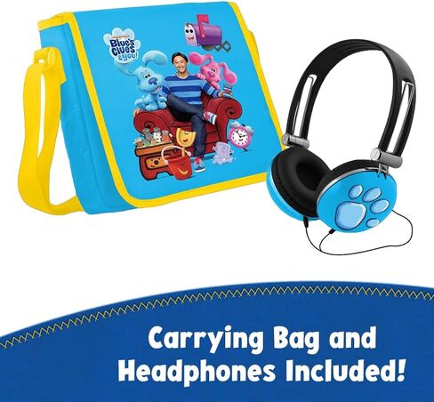 أدلة الأزرق وأنت! مشغل DVD محمول مقاس 7 بوصات للأطفال مع سماعات رأس متطابقة وحقيبة حمل، متوافق مع الأقراص المضغوطة وأقراص DVD وUSB وبطاقة SD وشاشة دوارة (BCDV7110) in Kuwait