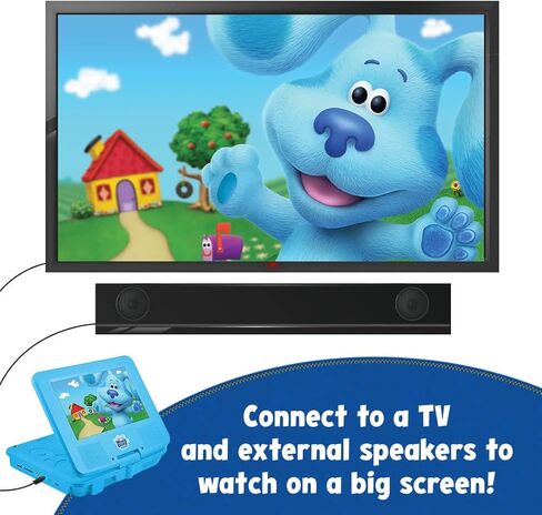 أدلة الأزرق وأنت! مشغل DVD محمول مقاس 7 بوصات للأطفال مع سماعات رأس متطابقة وحقيبة حمل، متوافق مع الأقراص المضغوطة وأقراص DVD وUSB وبطاقة SD وشاشة دوارة (BCDV7110) in Kuwait