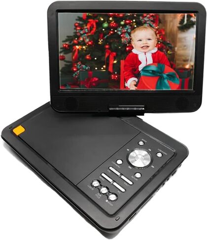 12.5" Portable DVD Player with 10.5" HD Screen, Built-in 5 Hours Rechargeable Battery, Support USB/SD Card/Sync TV and Multiple Disc Formats, Stereo Sound, 270 Degree Rotation, Black in Saudi Arabia