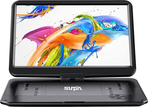 مشغل DVD محمول SUNPIN مقاس 17.9 بوصة مع شاشة دوارة كبيرة عالية الدقة مقاس 15.6 بوصة، بطارية قابلة لإعادة الشحن لمدة 6 ساعات، مضادة للصدمات، استئناف التشغيل، دعم مدخل ومخرج AV/بطاقة USB/SD، خالية من المنطقة، وحدة تحكم عن بعد، أسود in Kuwait