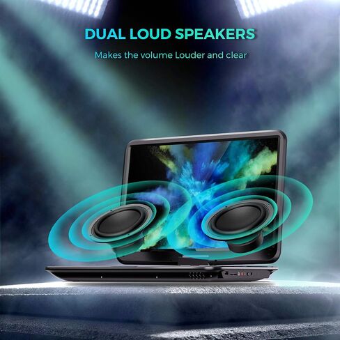 مشغل DVD محمول SUNPIN مقاس 17.9 بوصة مع شاشة دوارة كبيرة عالية الدقة مقاس 15.6 بوصة، بطارية قابلة لإعادة الشحن لمدة 6 ساعات، مضادة للصدمات، استئناف التشغيل، دعم مدخل ومخرج AV/بطاقة USB/SD، خالية من المنطقة، وحدة تحكم عن بعد، أسود in Kuwait