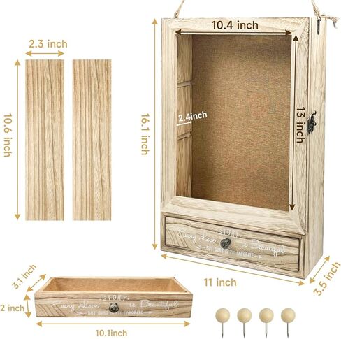HZE 11"X 16" Retro Wooden Wedding Shadow Box Frame with Shelves and Drawers, Large and Deep Shadow Boxes Display Cases, Wedding Gifts for Newlyweds, Bridal Shower Gifts for Friends in Kuwait