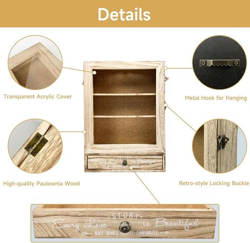 HZE 11"X 16" Retro Wooden Wedding Shadow Box Frame with Shelves and Drawers, Large and Deep Shadow Boxes Display Cases, Wedding Gifts for Newlyweds, Bridal Shower Gifts for Friends in Kuwait